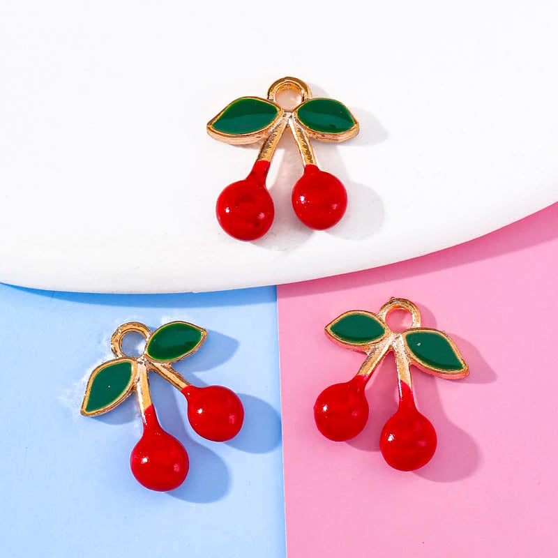 Enamel Strawberry & Friends Resin Charms 10Pcs