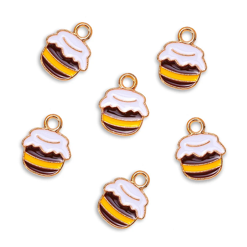 Enamel Bee Pendant Charms, 10Pcs 22*17mm