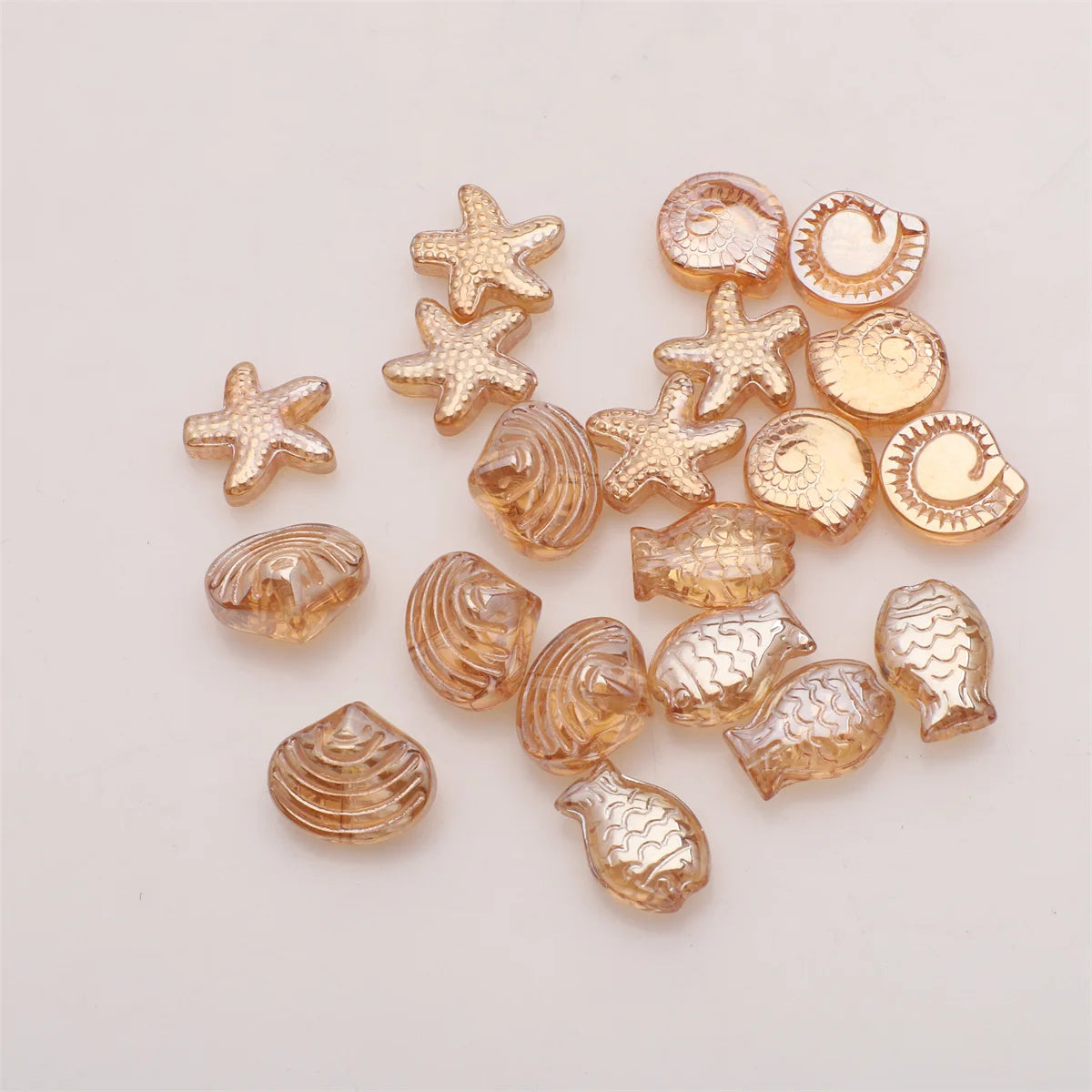 All Aboard Ocean Charm Collection, 20 Pcs Mixed Shapes Starfish /Snail /Shell/ Small Fish