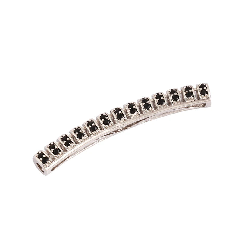 Micro Pave CZ Curved Tube Beads