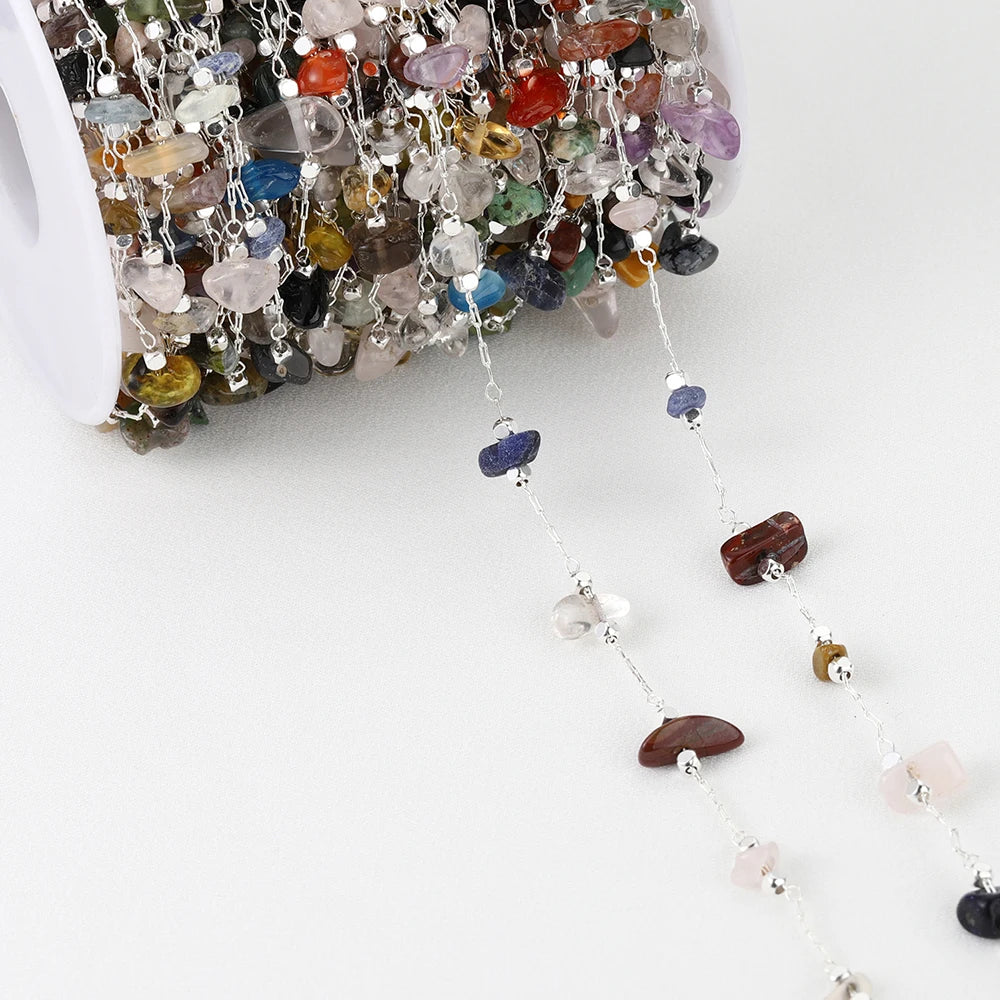 Irregular Semi-precious Gemstone and Crystal Chain, 1 meter