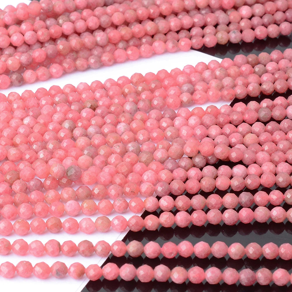 Natural Brazil Pink Rhodonite Faceted Round Beads 5.5mm