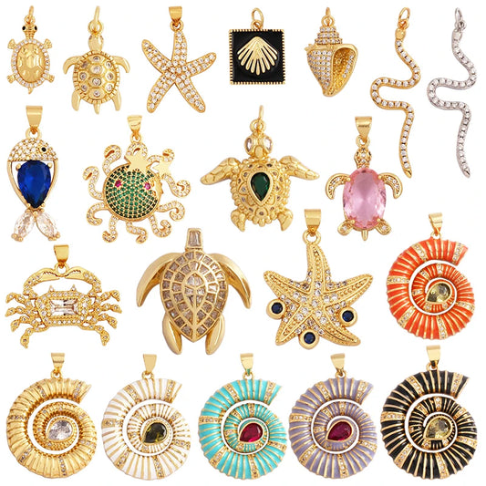 Nautilus 18k Gold Plated Zircon Charm Collection