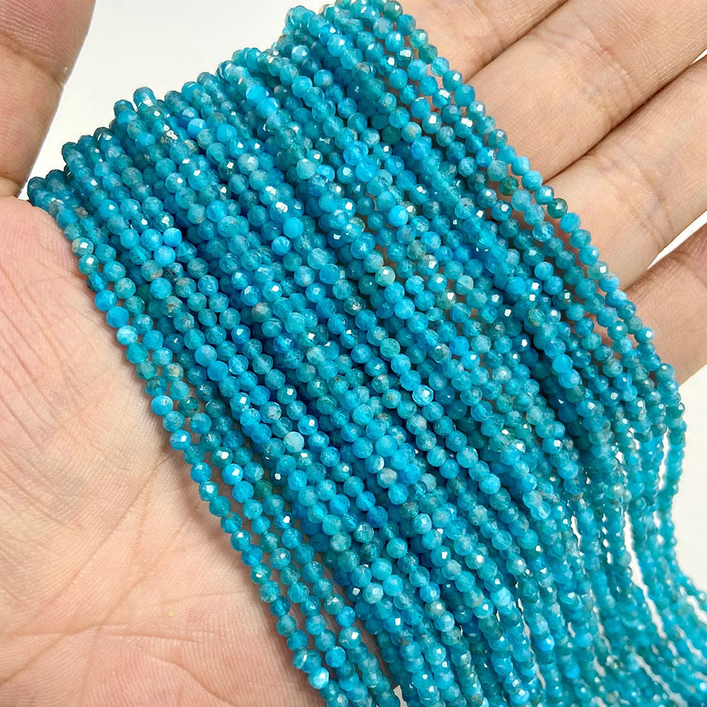 Ocean Gemstone Beads, Tiny Natural Blue Aquamarine, Amazonite, Apatite, Lapis, Turquoise Accents 2 3 4 mm