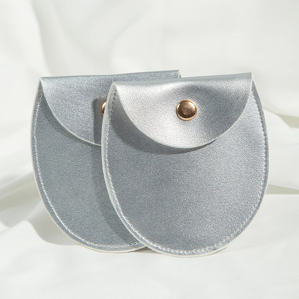 Small Chic PU Leather Bags With White Gold Buttons, 5Pcs