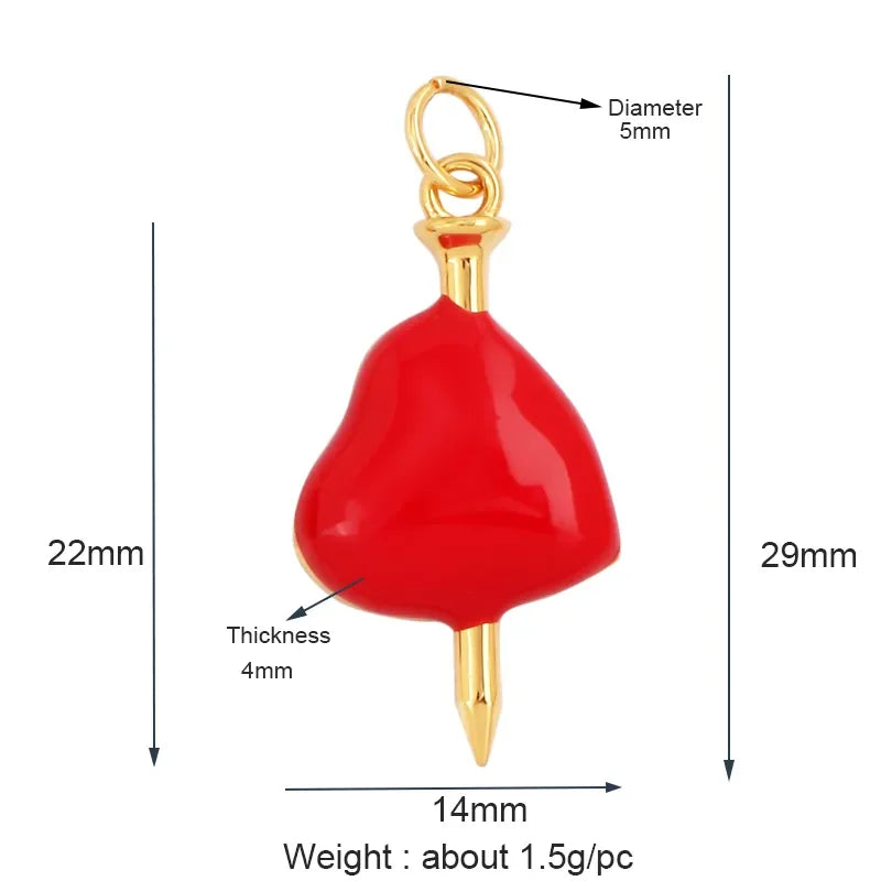 Sacred Red Heart Charm Collection, 18K Gold Plated