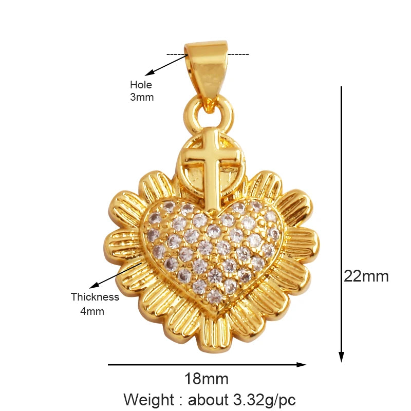 Sacred Red Heart Charm Collection, 18K Gold Plated