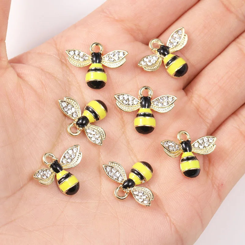 Enamel Bee Pendant Charms, 10Pcs 22*17mm