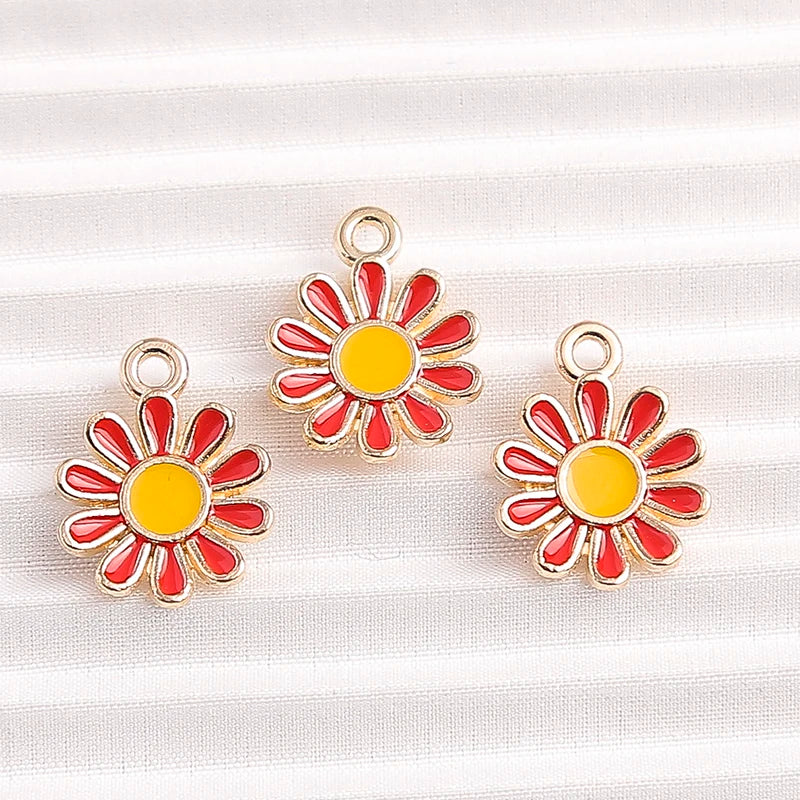 Happy Cactus and Flowers Colorful Enamel Charms, 10pcs