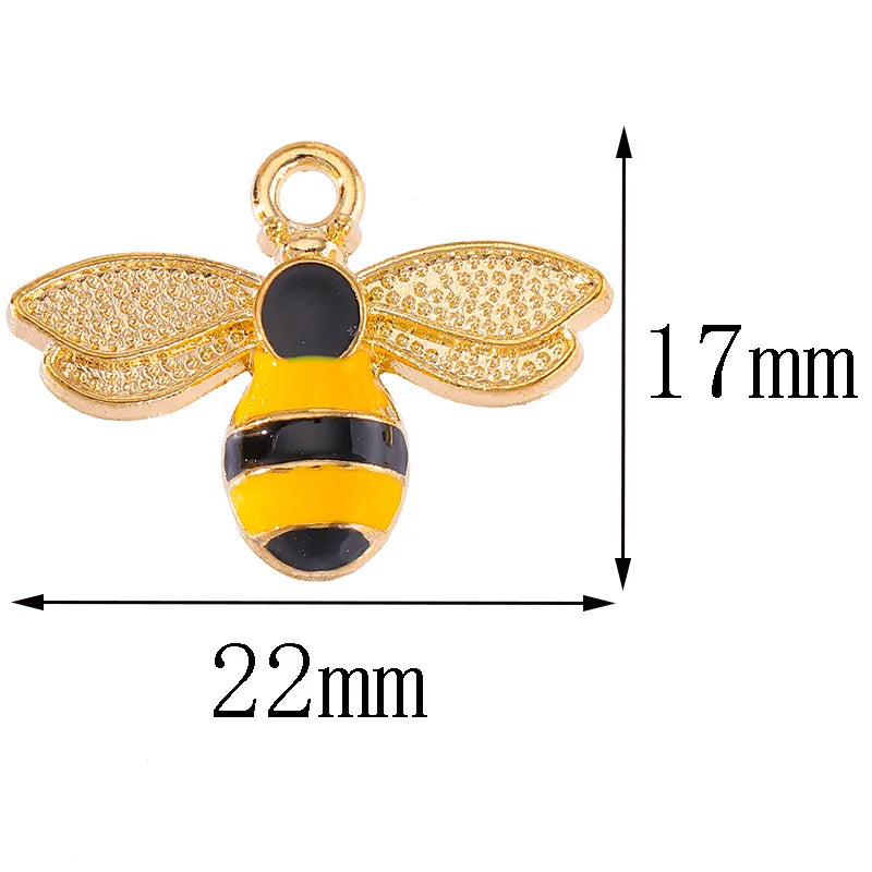 Enamel Bee Pendant Charms, 10Pcs 22*17mm