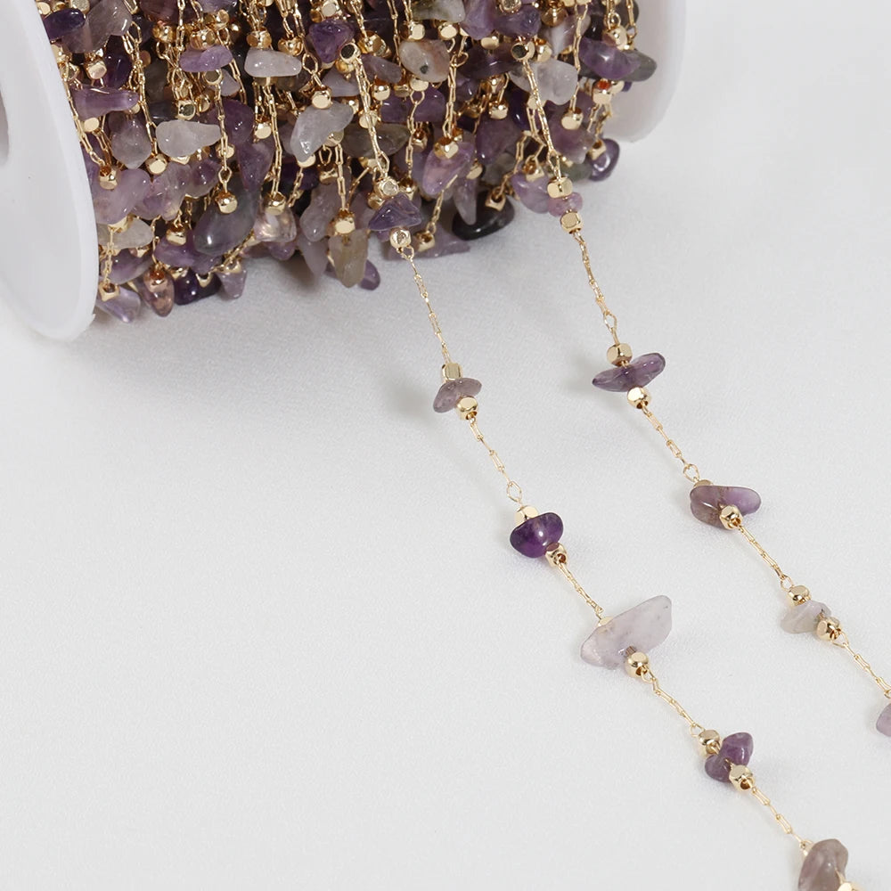 Irregular Semi-precious Gemstone and Crystal Chain, 1 meter