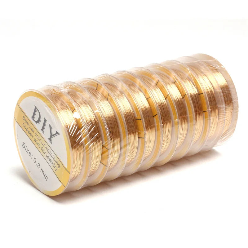 14K Gold-Coated Copper Wire Colorfast Beading Wire  0.3-0.8mm