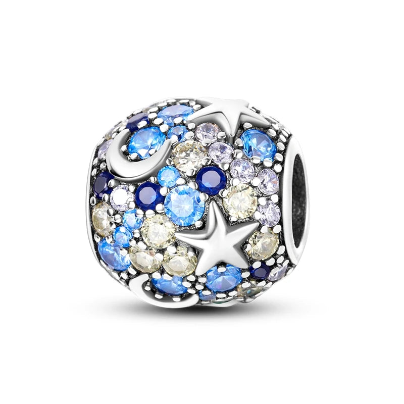 Ocean Blue Collection - Large Hole Charm Beads, European Style, Sea, Octopus, Turtle, Mermaid, Fits Original Pandora Bracelets, 925 Sterling Silver