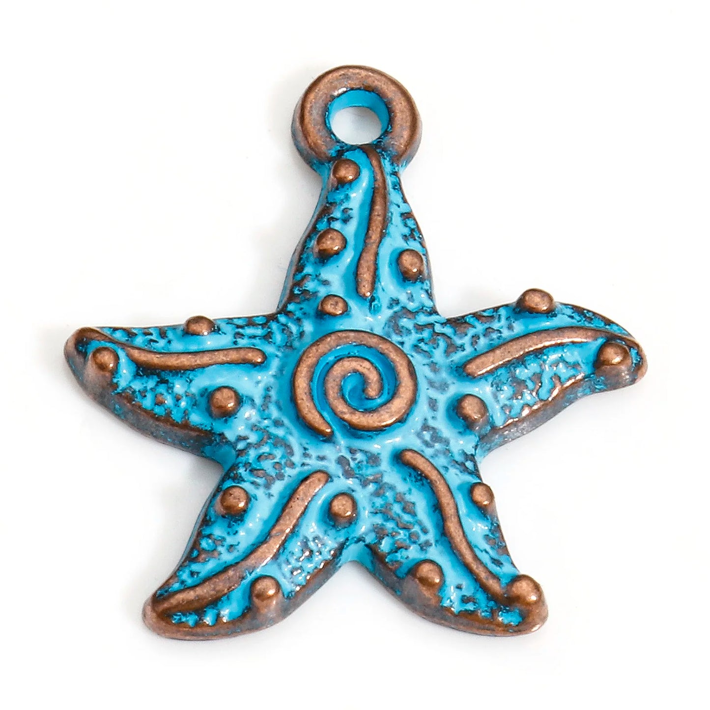 Bohemian Ocean Jewelry Charms  in Antique Copper Blue Patina 20pcs