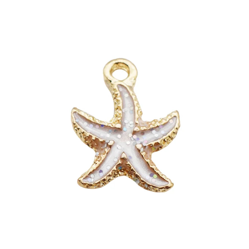 Sea Shells & Starfish Enamel Charm Collection, 10pcs