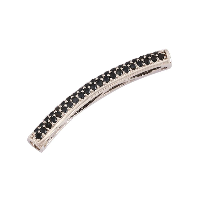 Micro Pave CZ Curved Tube Beads