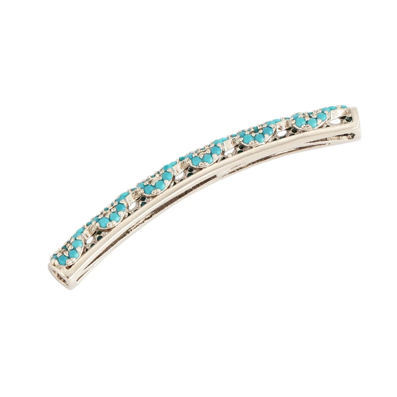 Micro Pave CZ Curved Tube Beads