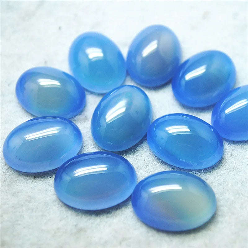 Natural Blue Agate Oval Cabochons 15X20MM , 10PCS