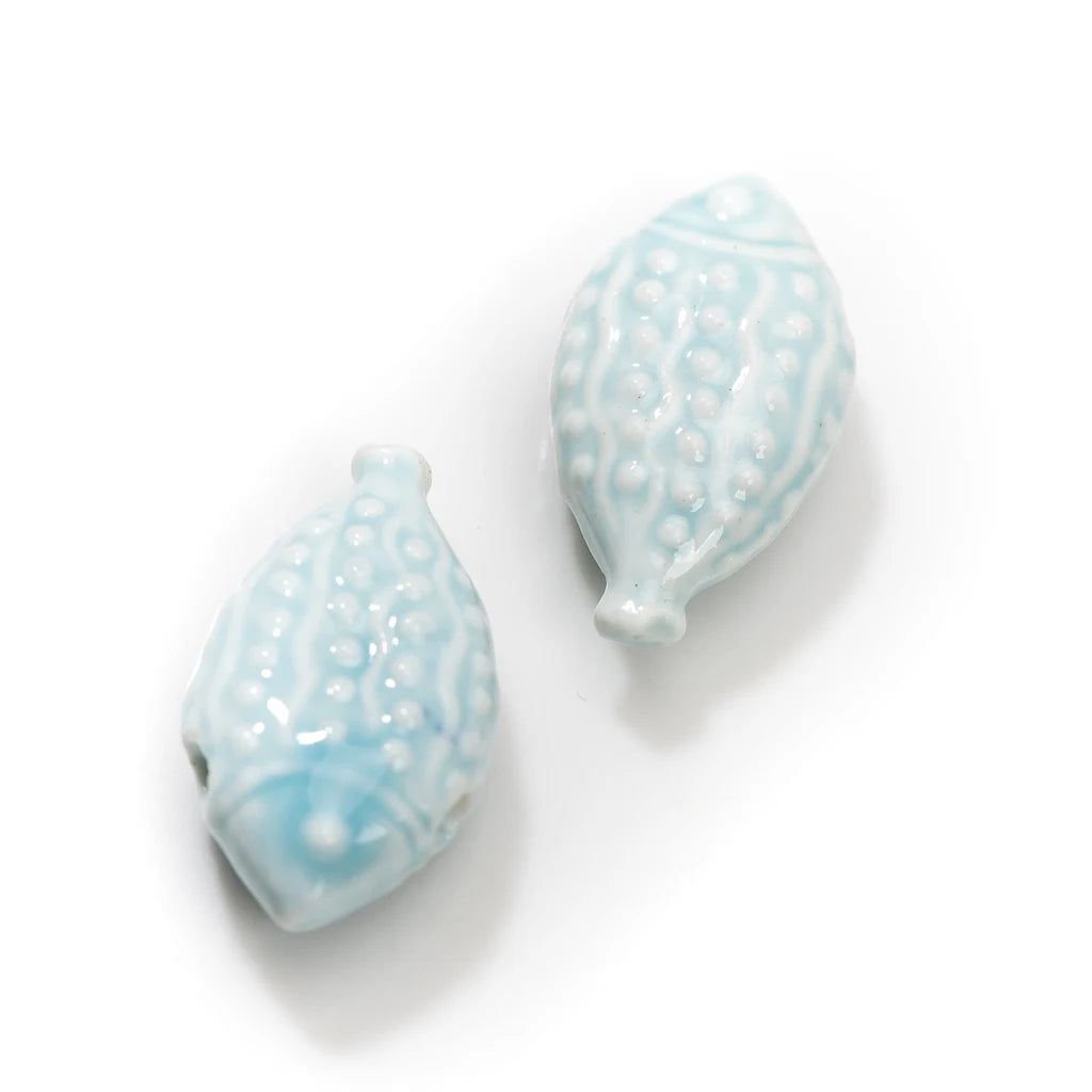 Ocean Breeze Ceramic Fish Beads, 40mm, 2pcs