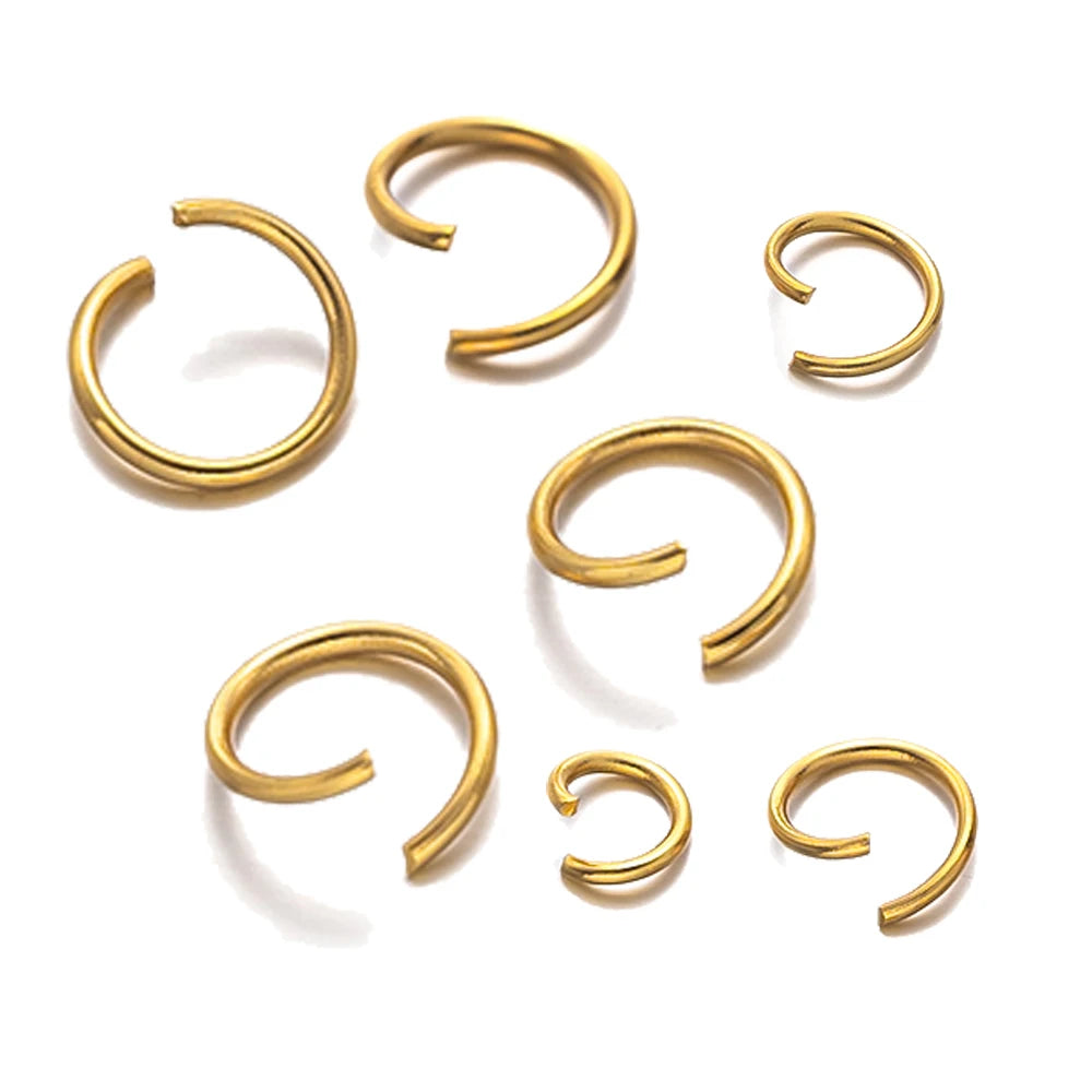 Gold Plated Stainless Steel Open Jump Rings, Split Connectors, 100pcs 4/5/6/7/8mm