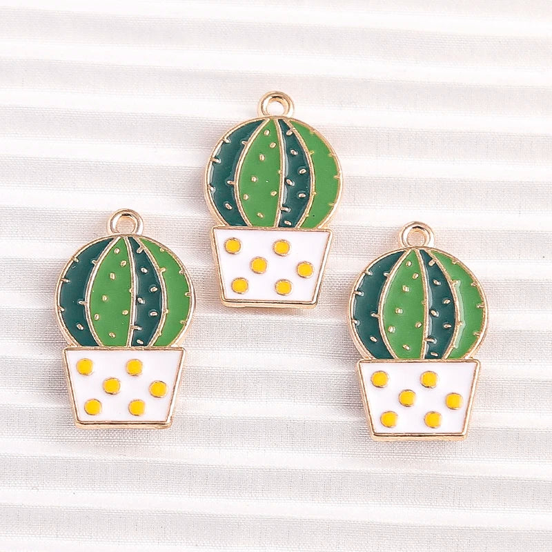 Enamel Bamboo and Friends Charms, 10pcs 6x17mm