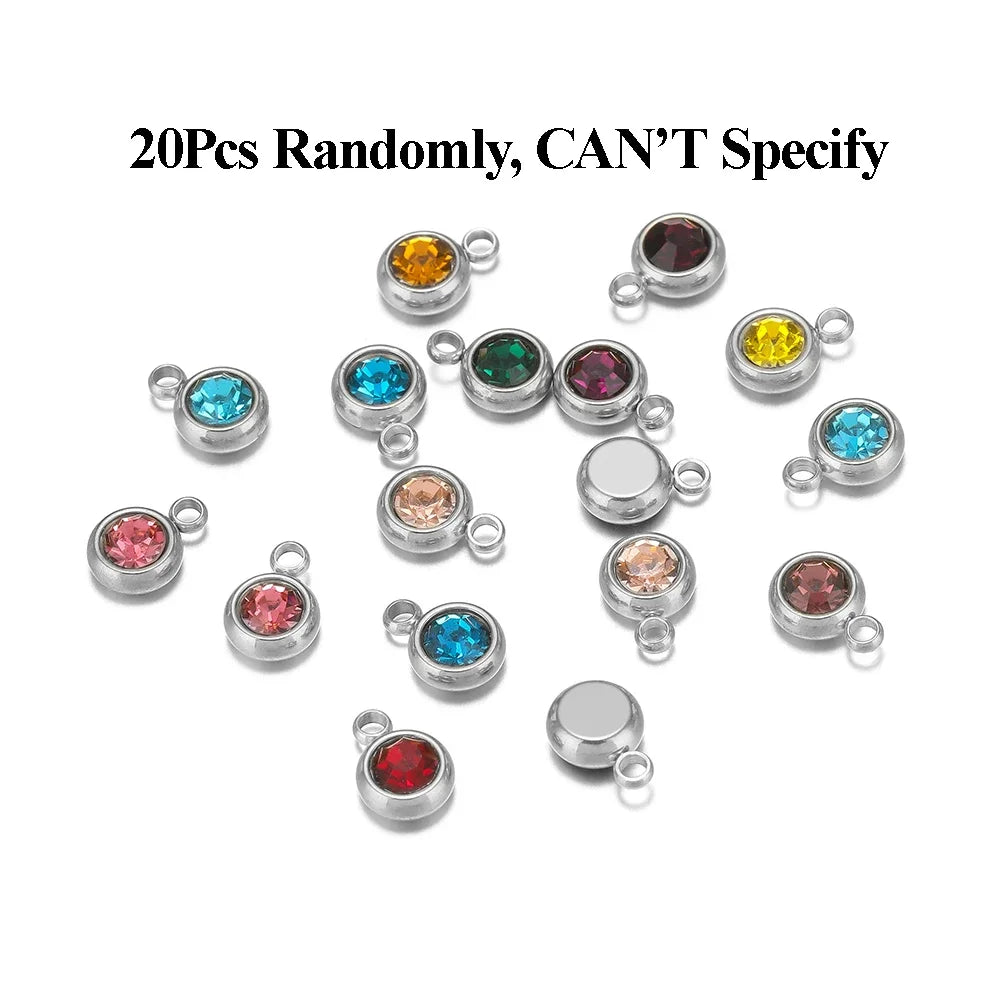 Zirconia Birthstone Pendants, 6mm, 20pcs