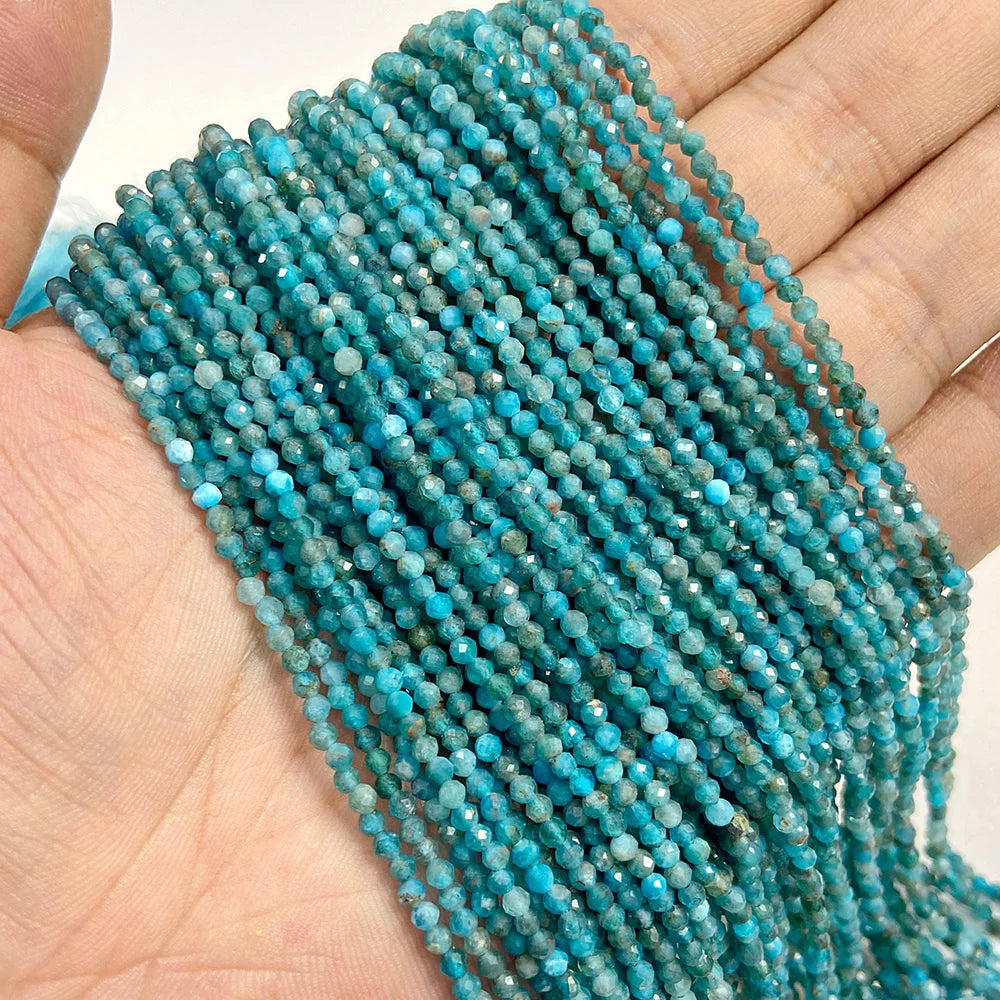 Ocean Gemstone Beads, Tiny Natural Blue Aquamarine, Amazonite, Apatite, Lapis, Turquoise Accents 2 3 4 mm