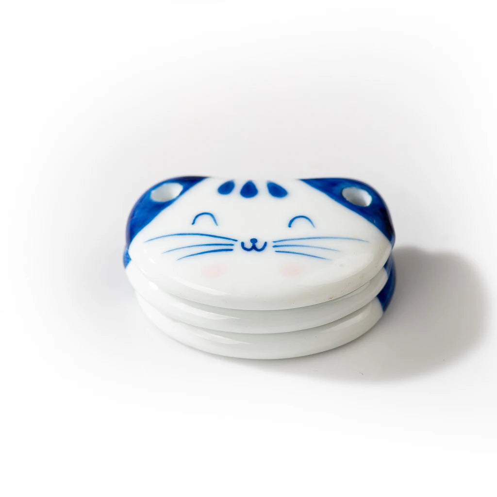 Handmade Kitten Blue And White Ceramic Pendants