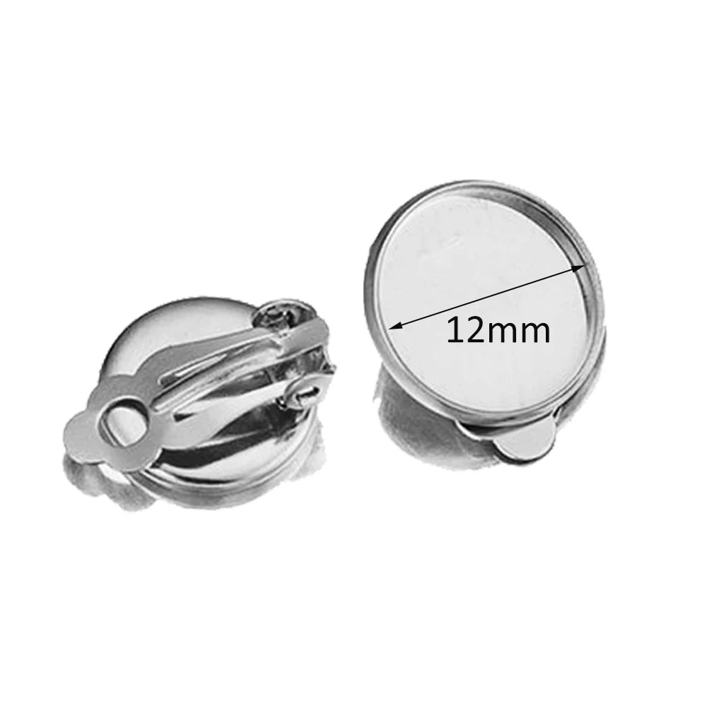 Stainless Steel Round Flat Back Blanks for Clip On Earrings, 10pcs