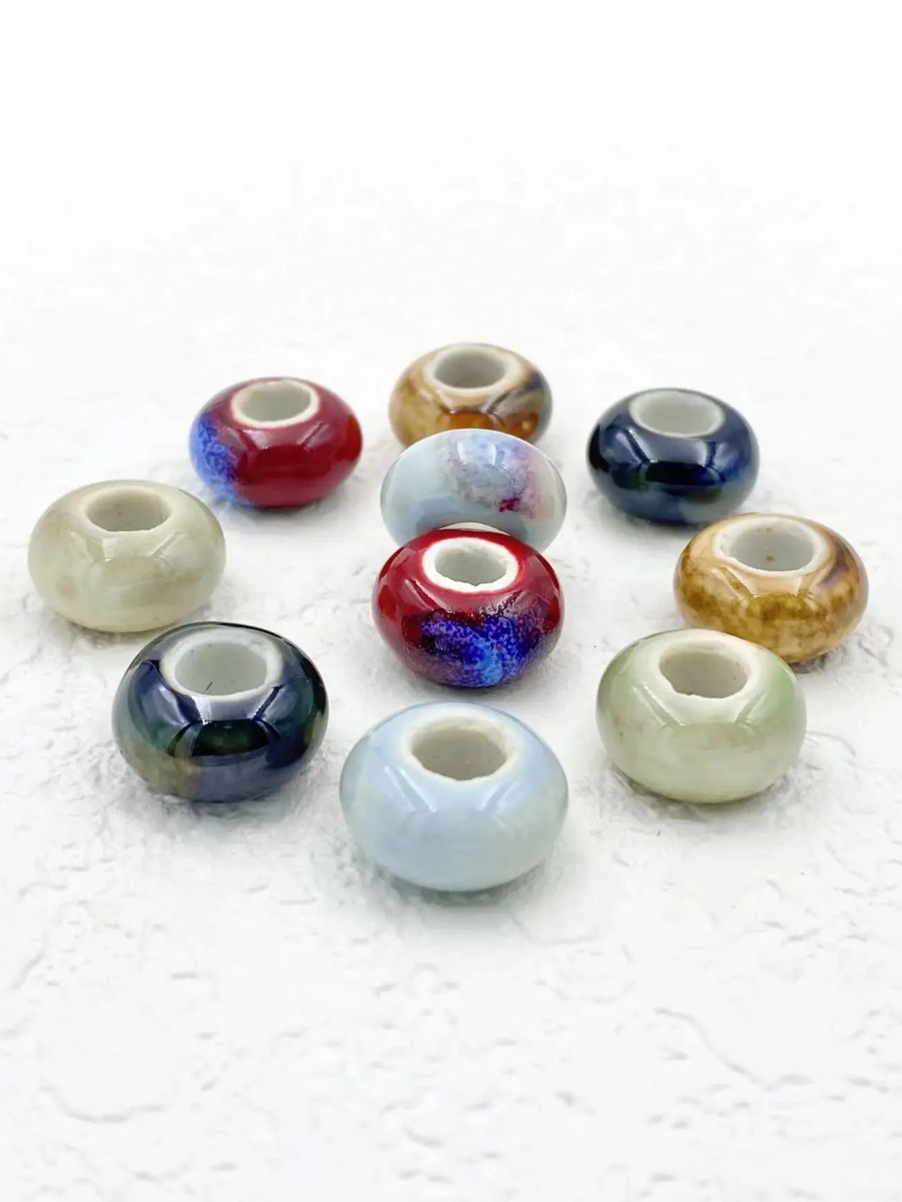 Big Hole Ceramic Spacer Beads, 10PCS