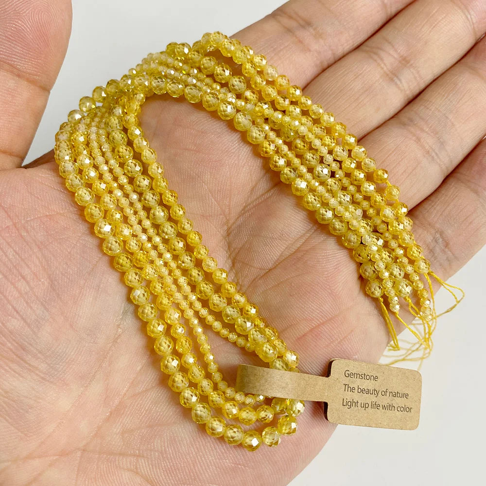 Tiny Gemstone Beads, Warm Tones in yellow, orange, wheat, and brown 2 3 4MM, 3 Strands