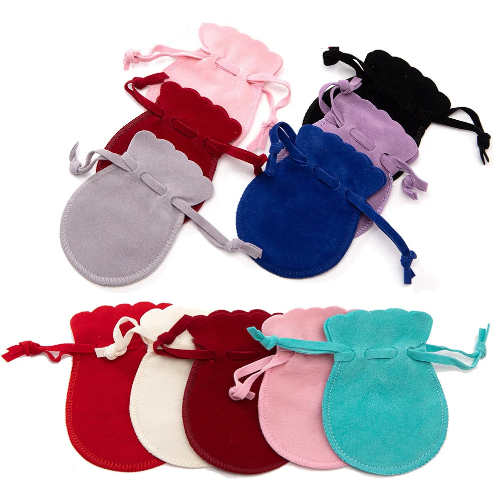 Rounded Velvet Drawstring Bag, Jewelry Pouch, 10pcs