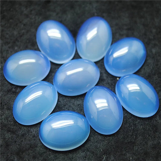 Natural Blue Agate Oval Cabochons 15X20MM , 10PCS