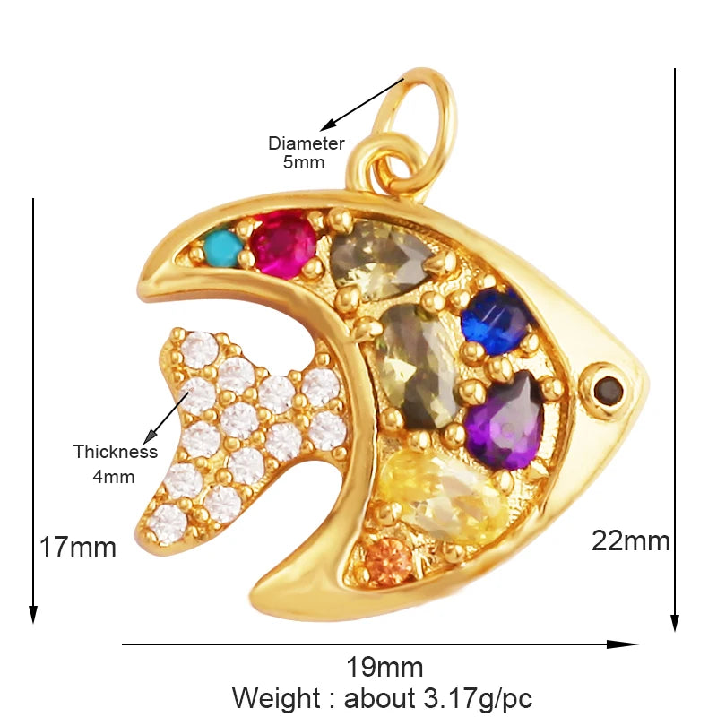 The Deep Blue Sea Collection, 18K Gold Plated Zircon Charms