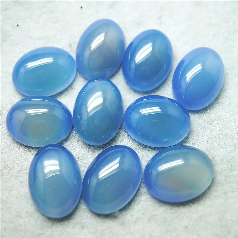 Natural Blue Agate Oval Cabochons 15X20MM , 10PCS