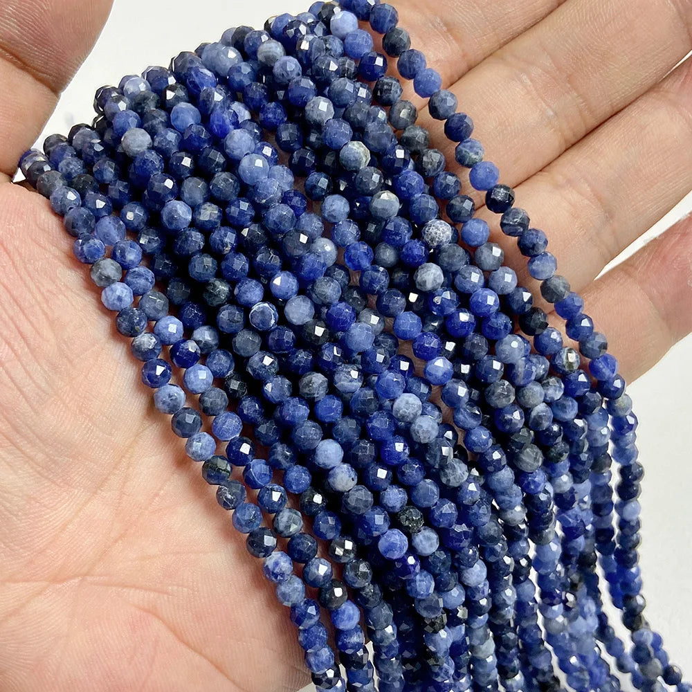 Ocean Gemstone Beads, Tiny Natural Blue Aquamarine, Amazonite, Apatite, Lapis, Turquoise Accents 2 3 4 mm