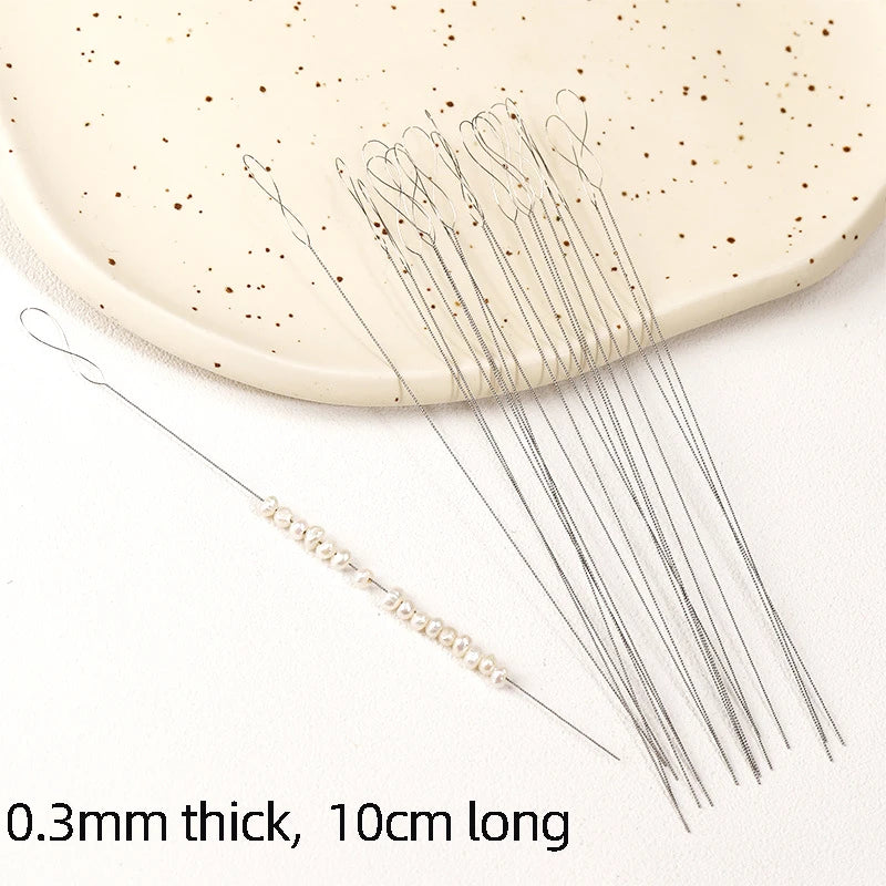 Very fine twisted beading needles, 2pcs