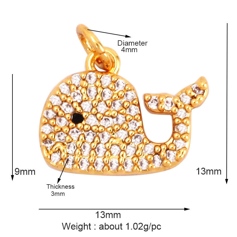 The Deep Blue Sea Collection, 18K Gold Plated Zircon Charms