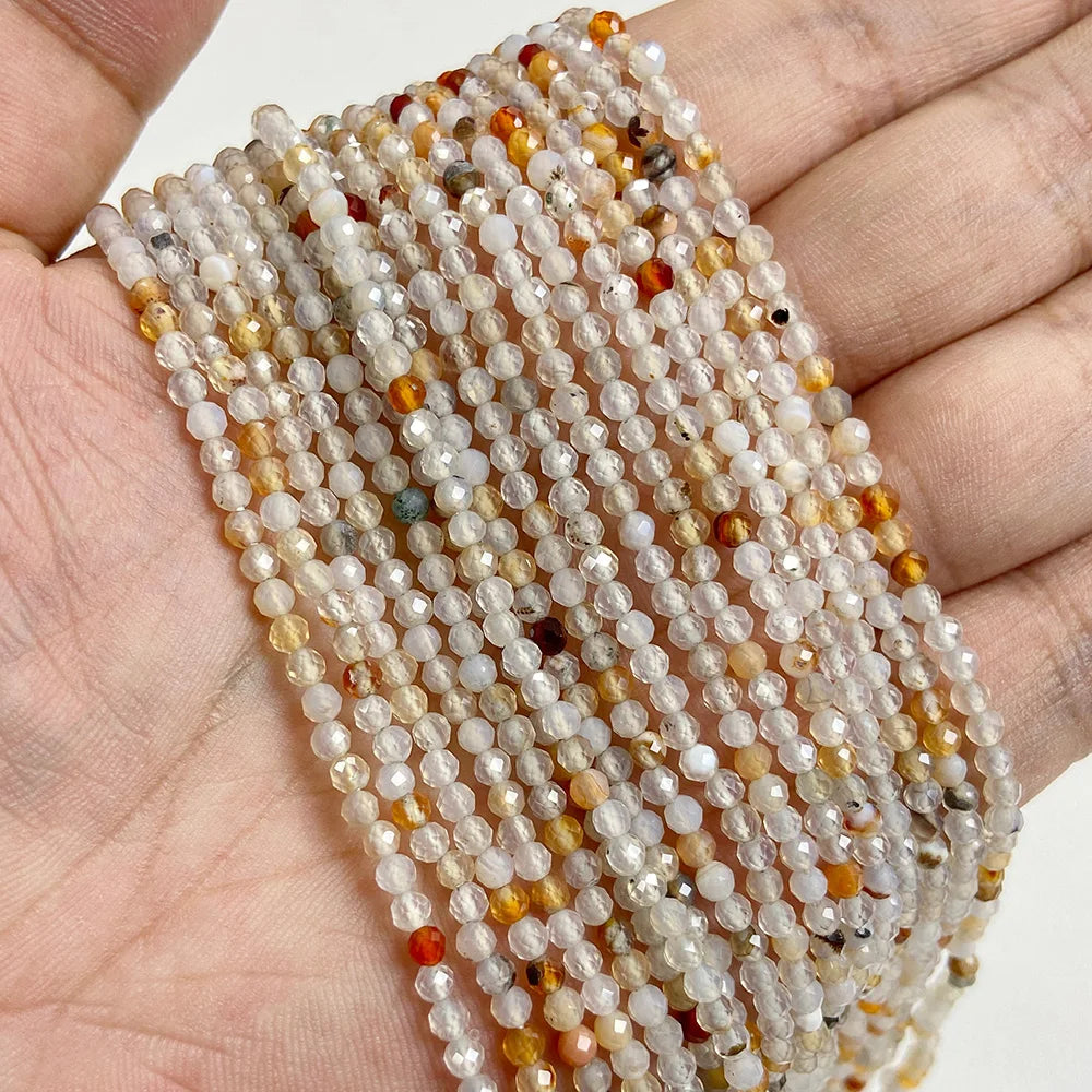 Natural Gemstone Beads in Yellow + Orange,  2 3 4 MM, 15"