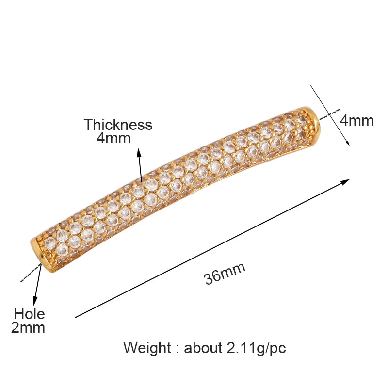 Micro Pave CZ Curved Tube Beads