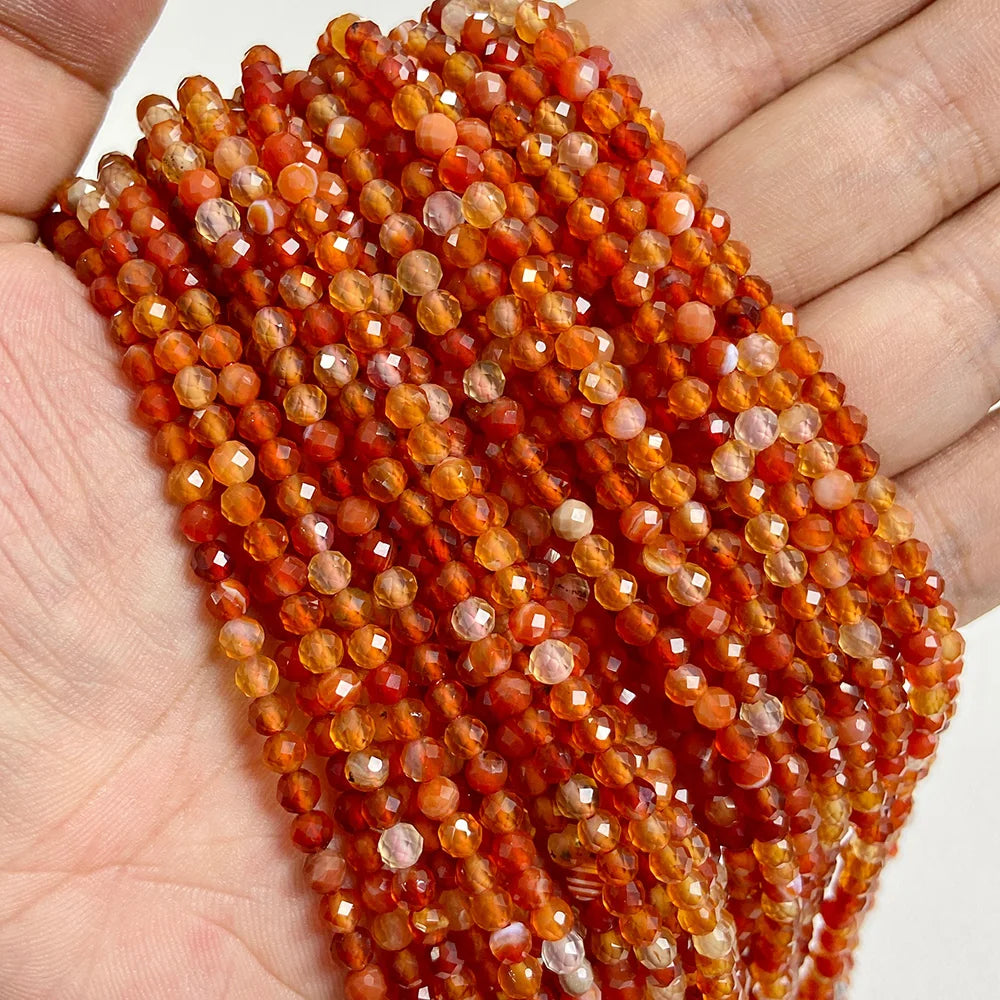 Natural Gemstone Beads in Yellow + Orange,  2 3 4 MM, 15"