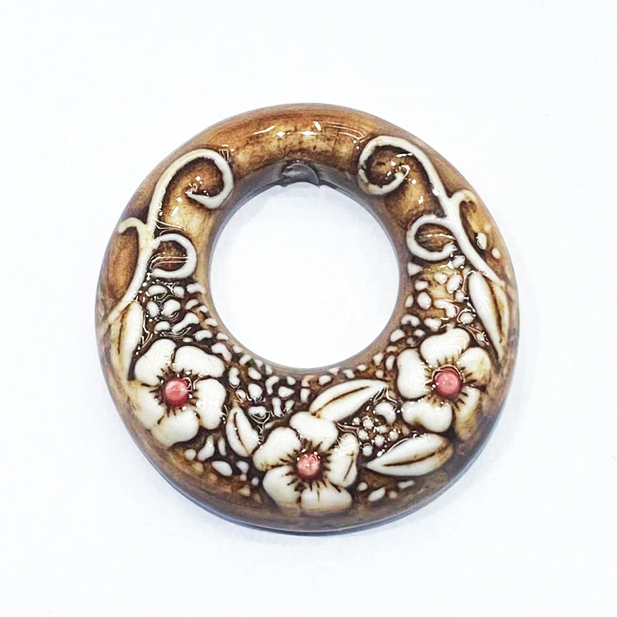 Large Embossed Ceramic Pendant Bead , 43MM~53MM