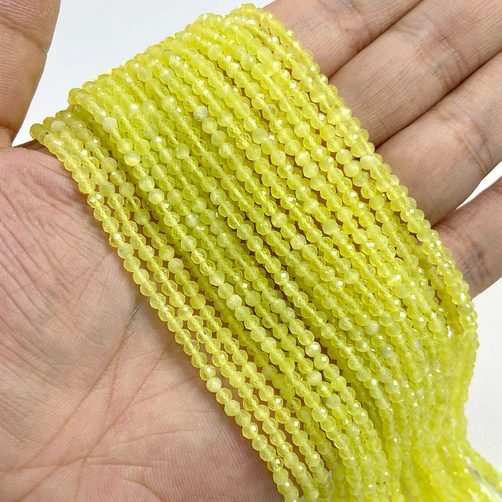 Natural Gemstone Beads in Yellow + Orange,  2 3 4 MM, 15"