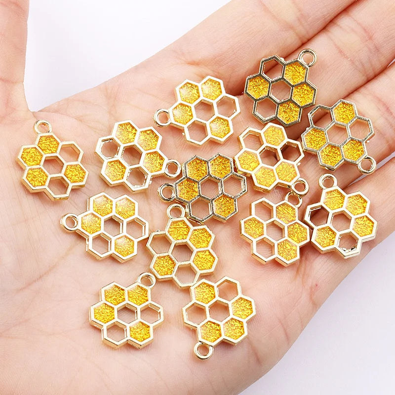 Enamel Bee Pendant Charms, 10Pcs 22*17mm