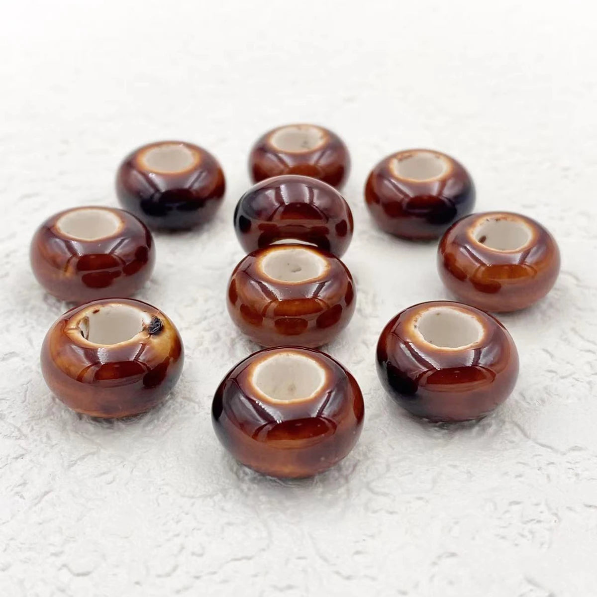 Big Hole Ceramic Spacer Beads, 10PCS