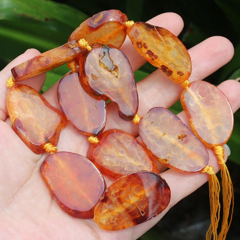 Multicolor Agate Beads, Organic Shaped Slices, 20-35mm, 16inch strand