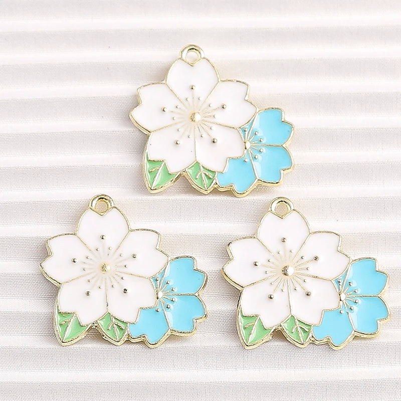 Happy Cactus and Flowers Colorful Enamel Charms, 10pcs