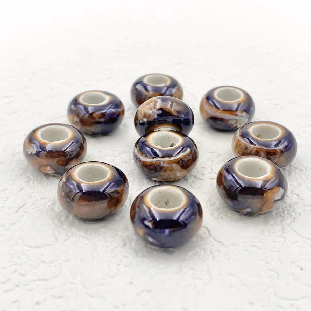 Big Hole Ceramic Spacer Beads, 10PCS