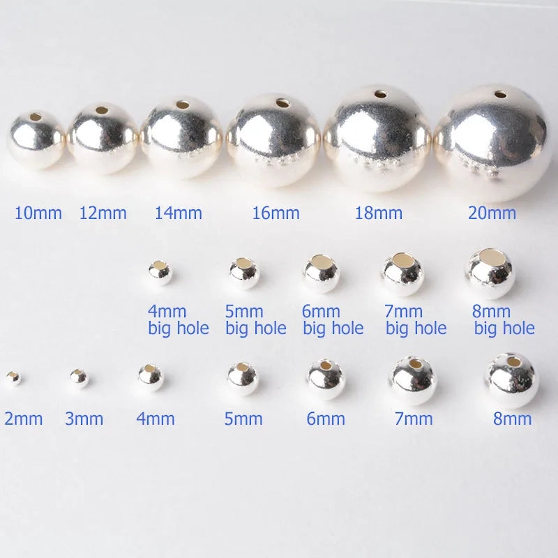 Solid 925 Sterling Silver Beads, 2mm-20mm