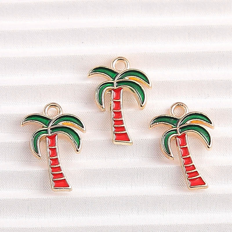 Happy Cactus and Flowers Colorful Enamel Charms, 10pcs